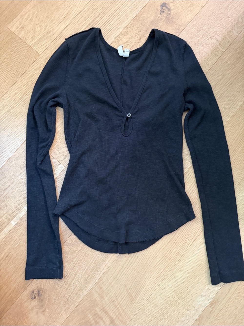 Black We The Free Women’s Tate Layering Top Ribbed Long Sleeve Tee, Size M